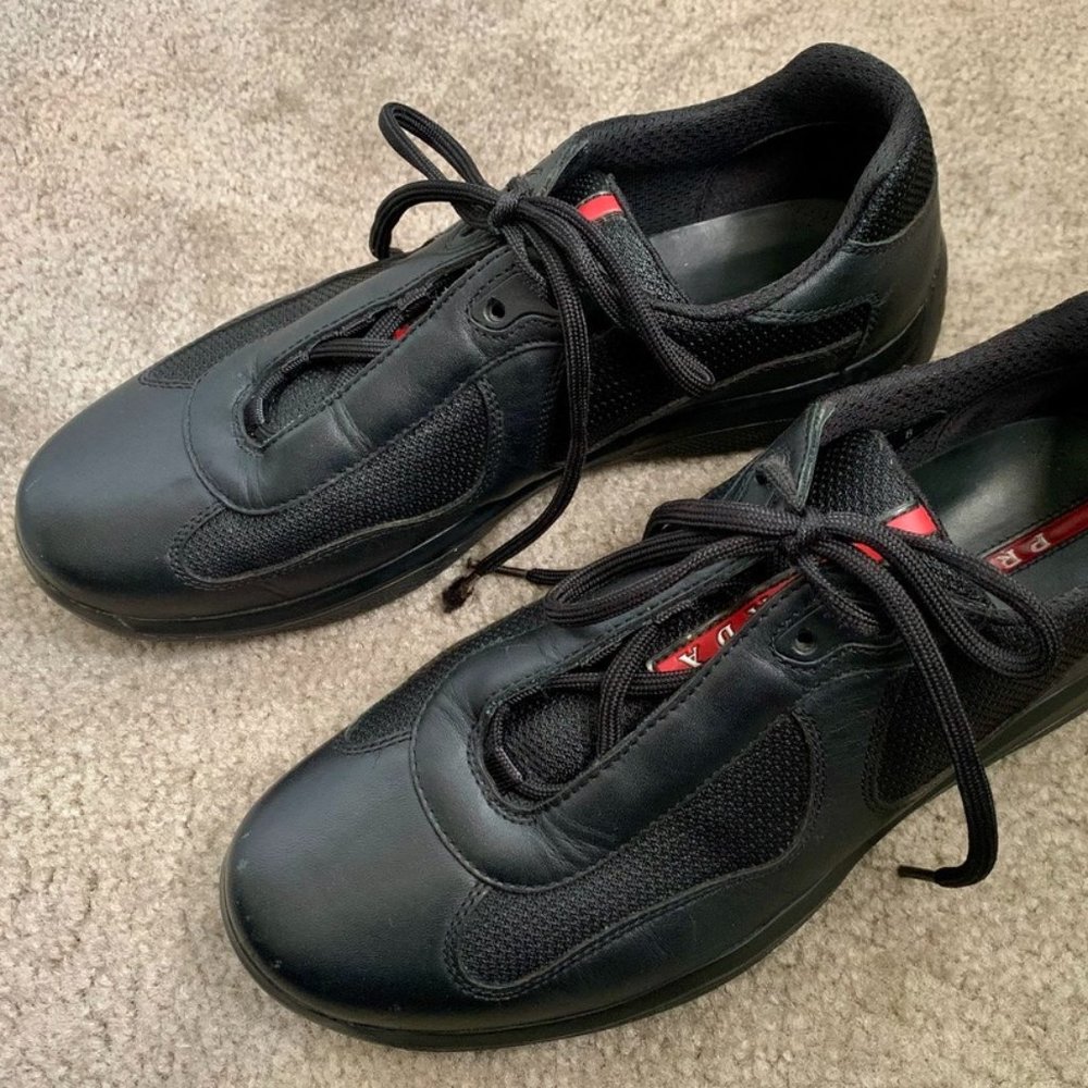 Men's Authentic Prada Sneakers Black America's Cup